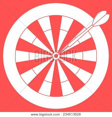 Cute Vector Illustration Of Target And Arrow For The Darts. Sports Theme. Design For Banner, Poster 