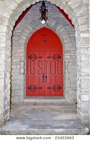 Rød kirke dør