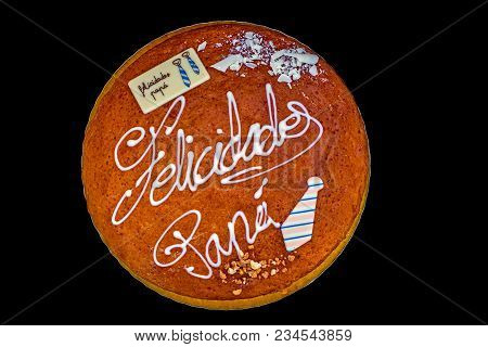 Fatther Day Cake On Black Background, Top View