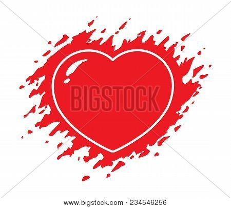 Grunge Red Heart Vector Illustration Isolated On White Background. Ragged Heart.