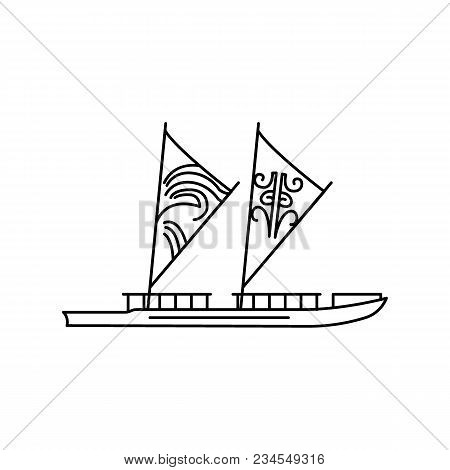 Waka Boat Icon. Outline Waka Boat Vector Icon For Web Design Isolated On White Background