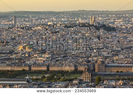 Panorama Of Old City With Great Population And Density In Sunset Light