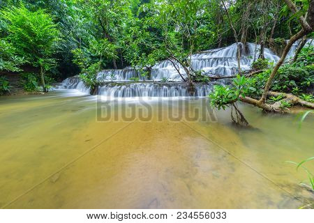 Noppiboon Waterfall In Tropical Rain Forest At  Sangkhlaburi , Kanchanaburi Province, Thailand