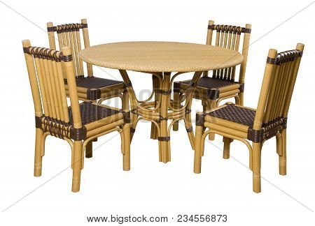 Set Of Furniture From A Rattan On A White Background