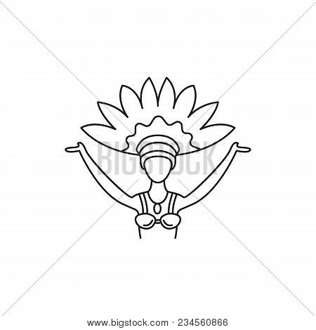 Brasilian Woman Carnaval Icon. Outline Brasilian Woman Carnaval Vector Icon For Web Design Isolated 