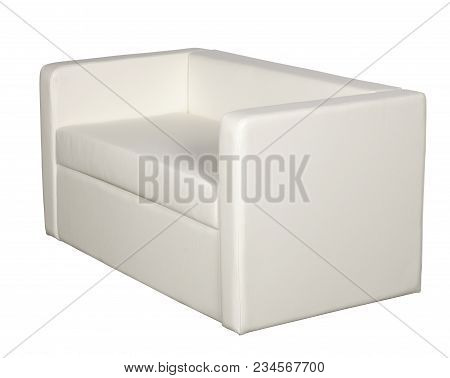 White Leather Sofa On A White Background