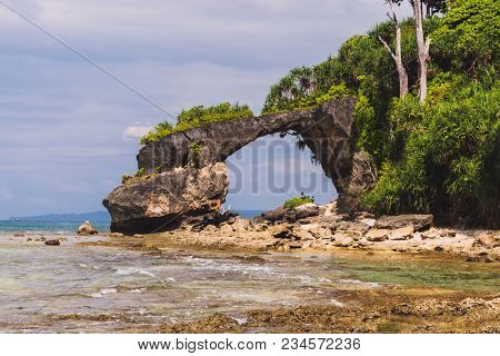 Neil Island At Andaman And Nicobar Archipelago, Natural Stone Bridge On The Sea Coast, India. Main A