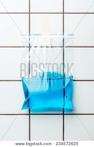 Ziplock Plastic Bag With Water Hanging On Wall, Earth Day Concept