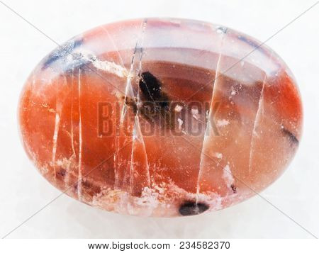 Macro Shooting Of Natural Mineral Rock Specimen - Bead From Red Mookaite (mookaite Jasper) Gemstone 