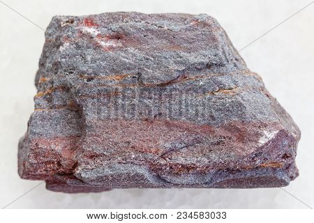 Macro Shooting Of Natural Mineral Rock Specimen - Piece Of Jaspilite (ferruginous Quartzite) Stone O