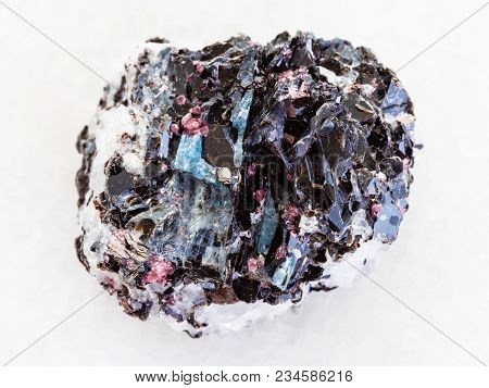 Macro Shooting Of Natural Mineral Rock Specimen - Rough Gneiss Stone With Biotite, Kyanite, Tourmali