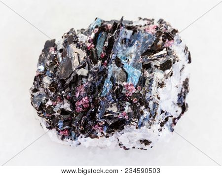 Macro Shooting Of Natural Mineral Rock Specimen - Raw Gneiss Stone With Biotite, Kyanite, Tourmaline