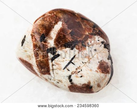 Macro Shooting Of Natural Mineral Rock Specimen - Polished Spreustein With Microcline Stone On White