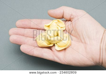 Some Tortellino Pasta On A The Hand