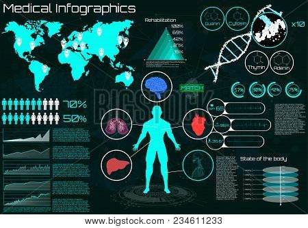 Medical, Health And Healthcare Icons And Data Elements, Infographic.medical Infographic Set With Cha