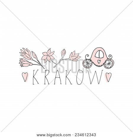 Krakow Hand Drawn Cartoon Illustration. Travel Concept
