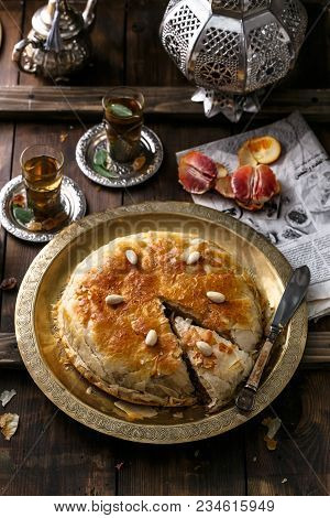 Middle Eastern Pie With Tea, Traditional Style.