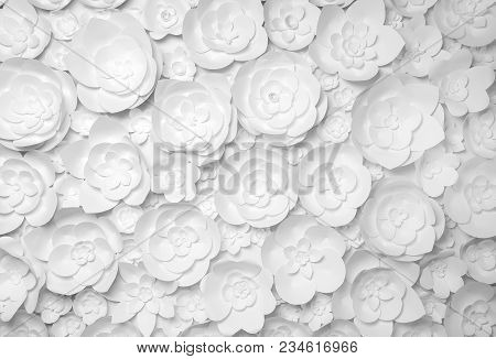White Paper Flowers On White Background. Photo