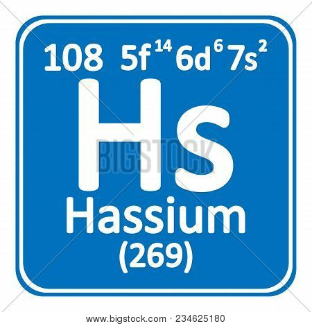 Periodic Table Element Hassium Icon On White Background. Vector Illustration.