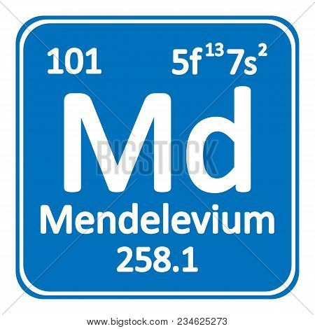 Periodic Table Element Mendelevium Icon On White Background. Vector Illustration.