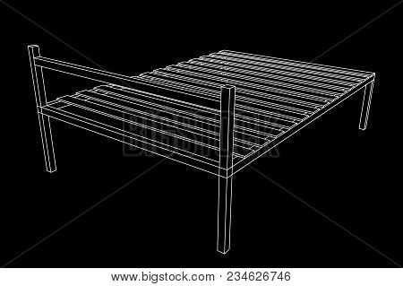 Base Orthopedic Bed Wireframe Low Poly Mesh Vector Illustration.