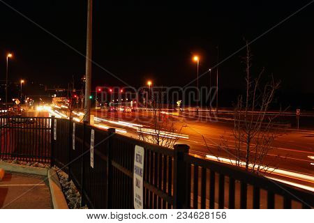 Timelapse Traffic At Night Time With Motion Blur