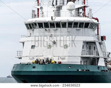 Navigation Bridge On Platform Supply Vessel (psv) Offshore Support Vessel,ready To The Offshore Oil 