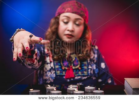 Female Seer Teller Doing Psychic
