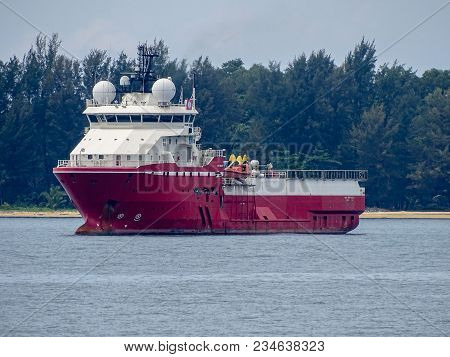 Labuan,malaysia-march 24,2018:platform Supply Vessel (psv) Offshore Oil And Gas Support Vessel,ready