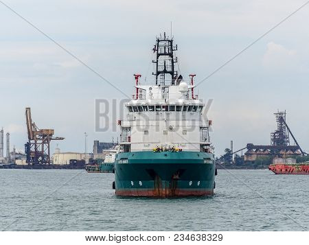 Labuan,malaysia-march 24,2018:platform Supply Vessel (psv) Offshore Oil And Gas Support Vessel,ready