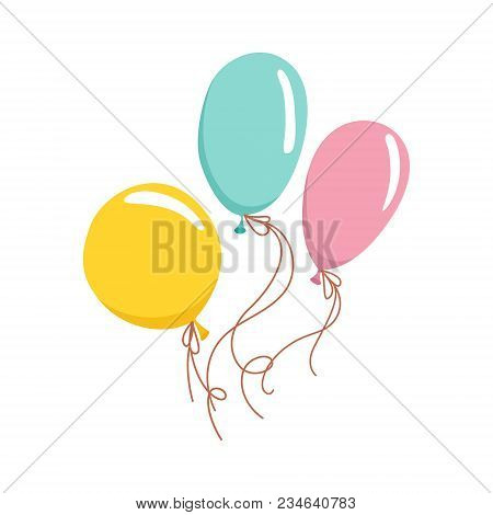 Bunch Of Colorful Balloons On White Background.