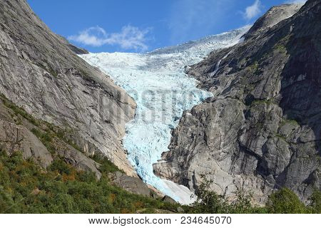 Norway Nature - Glacier Landscape. Jostedalsbreen National Park - Briksdalsbreen Glacier.
