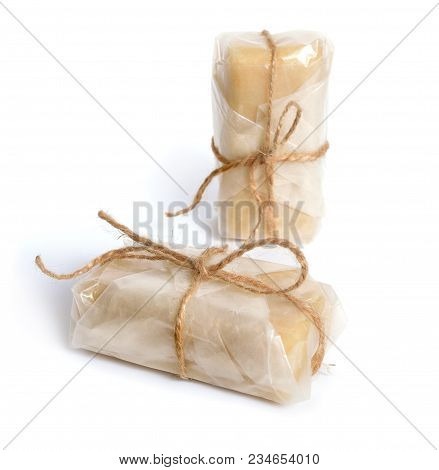 Homemade Marzipan With Almonds. Isolated On White.