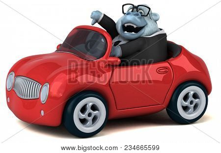 Fun white gorilla - 3D Illustration