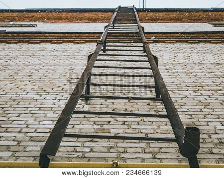 Fire Escape Ladder On The City Apartment