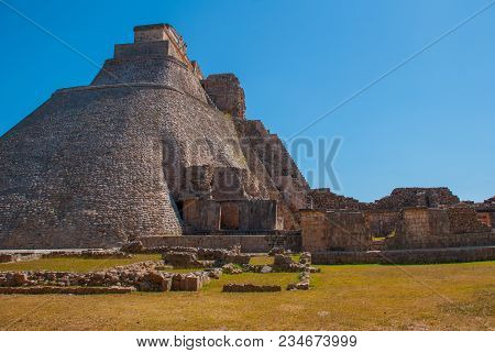 Archaeological Site Of Uxmal, Mexico. Unesco World Heritage Site. Ruins Of Uxmal.