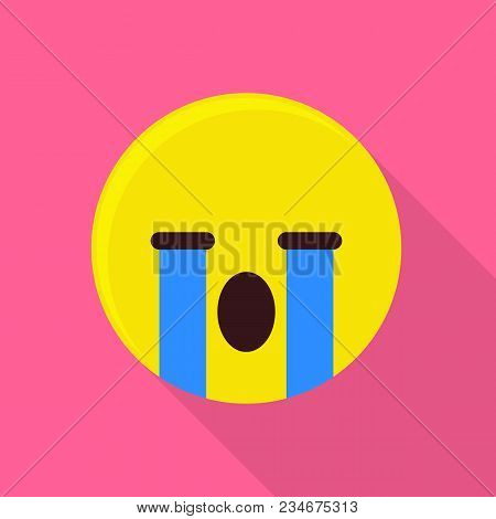 Weeping Emoticon Icon. Flat Illustration Of Weeping Emoticon Vector Icon For Web