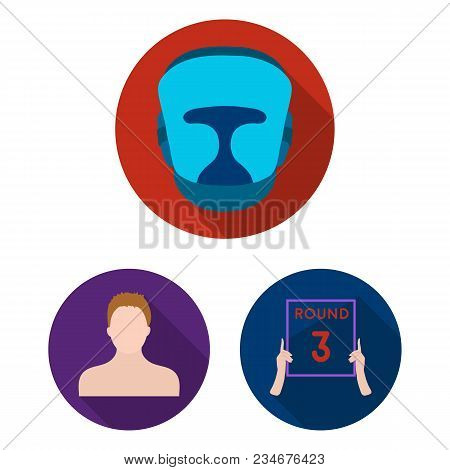 Boxing Extreme Sports Flat Icons In Set Collection For Design. Boxer And Attributes Vector Symbol St