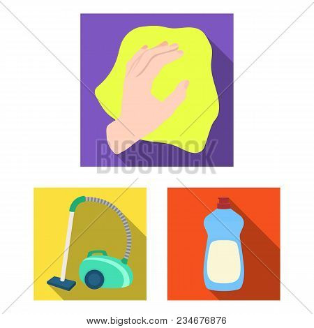Cleaning And Maid Flat Icons In Set Collection For Design. Equipment For Cleaning Vector Symbol Stoc