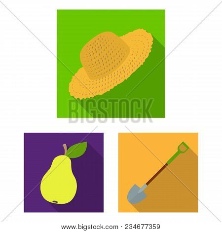 Farm And Gardening Flat Icons In Set Collection For Design. Farm And Equipment Vector Symbol Stock  
