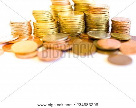 Coins - Stack Of Golden And Copper Coins, Business Concept, Financial Concept, Saving Concept