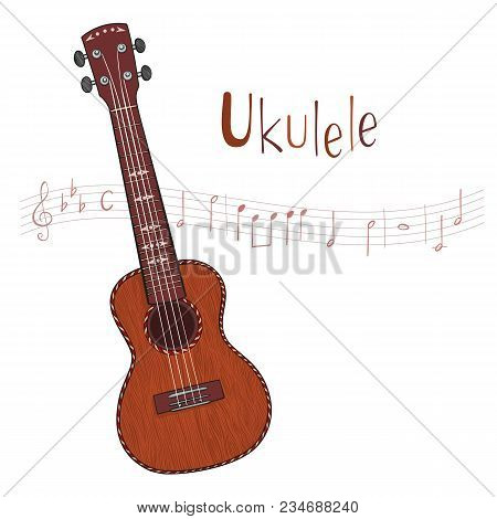 Hand Drawn Vector Ukulele Isolated On White Background