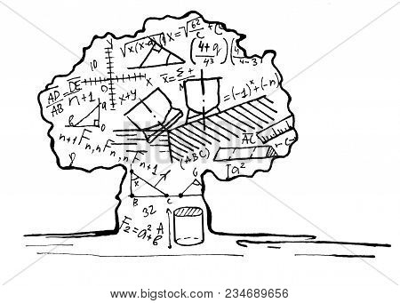 Scientific Knowledge, Formulas Are Shrouded In A Nuclear Explosion. A Symbolic Picture Of Learning A