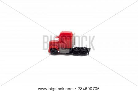 Red Truck On White Background, Isolate, Toy