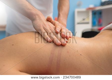 Physiotherapist Performs Treatment With Tecar Therapy In Spa
