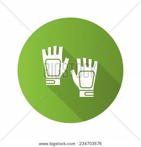 Fingerless Gym Gloves Flat Design Long Shadow Glyph Icon. Vector Silhouette Illustration