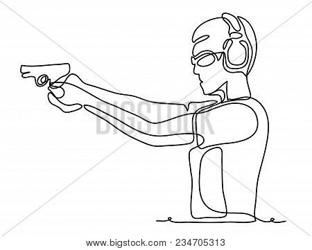 Professional Policeman Special Force Trained Battleground Officer Shooting With Gun Glock Pistol At 