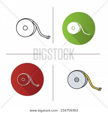 Measuring Tape Icon. Flat Design, Linear And Color Styles. Sewing Meter. Tapeline. Isolated Vector I
