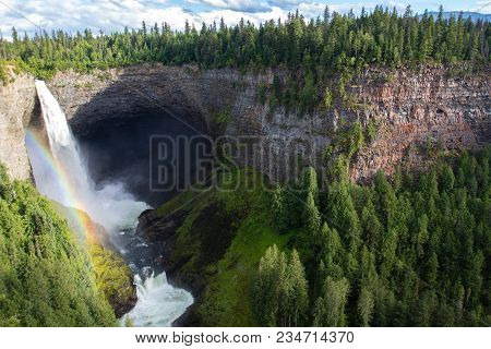Rainbow Shining At Helmcken Falls In Wells Gray Provincial Park Near Clearwater, British Columbia, C