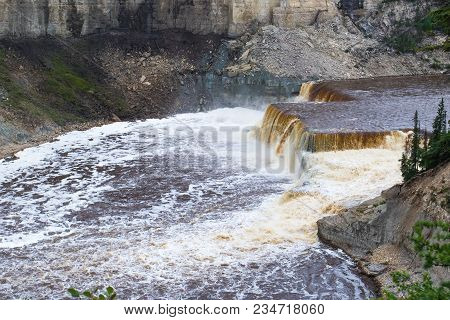 Hay River Louise Falls In The Twin Falls Gorge Territorial Park, Northwest Territories , Nwt, Canada